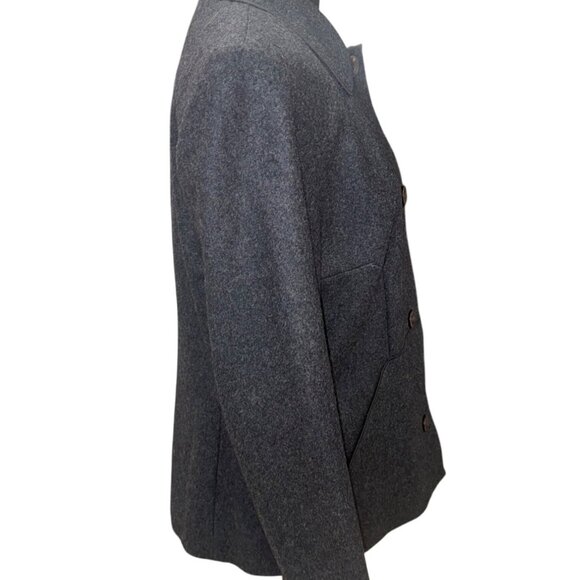 Harvé Benard Womens Office Charcoal Gray Wool Blazer Jacket Sz 10 Classic - Picture 3 of 10